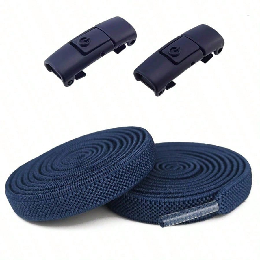 Clipz - NAVY BLUE - No-Tie Elastic Shoelace & Clip - Pair