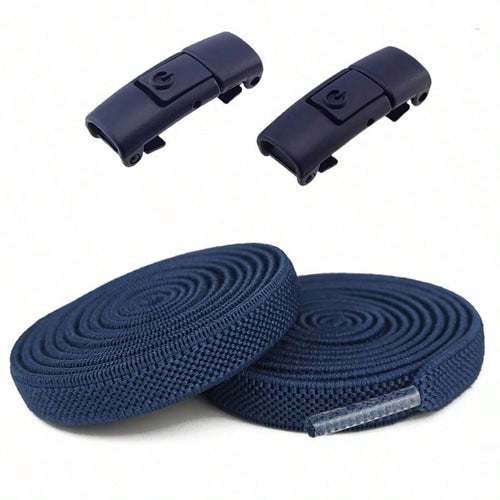 Clipz - NAVY BLUE - No-Tie Elastic Shoelace & Clip - Pair