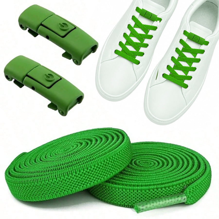 No-Tie Elastic Shoelaces - Green - Clipz