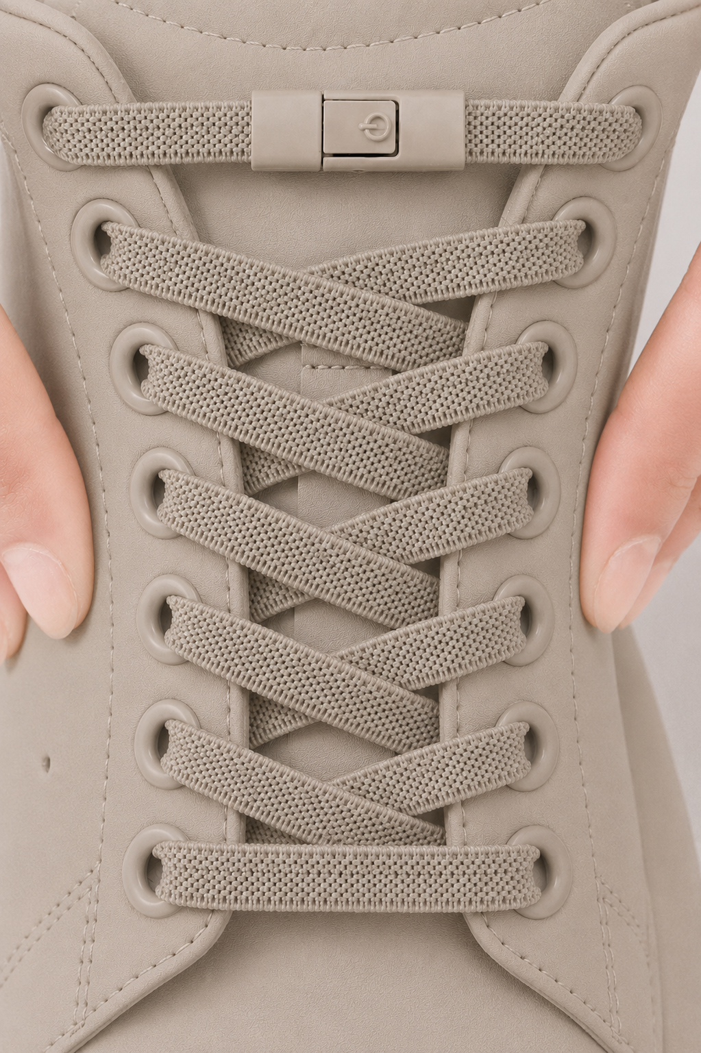 Clipz - BEIGE - No-Tie  Elastic Shoelace & Clip - Pair