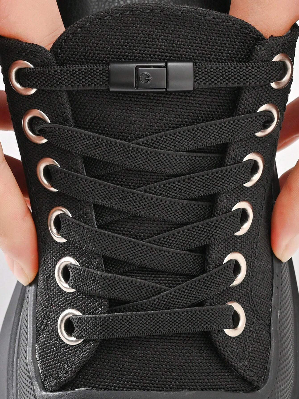 Clipz - BLACK - No-Tie Elastic Shoelaces & Clip - Pair