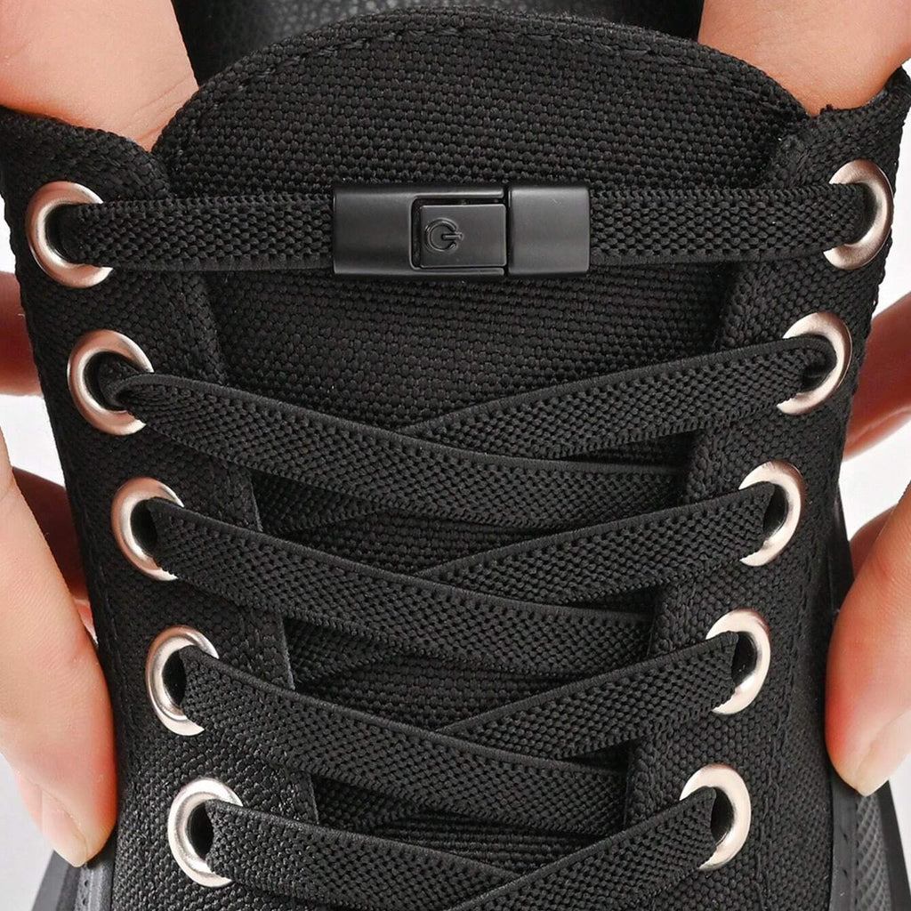 Clipz - BLACK - No-Tie Elastic Shoelaces & Clip - Pair