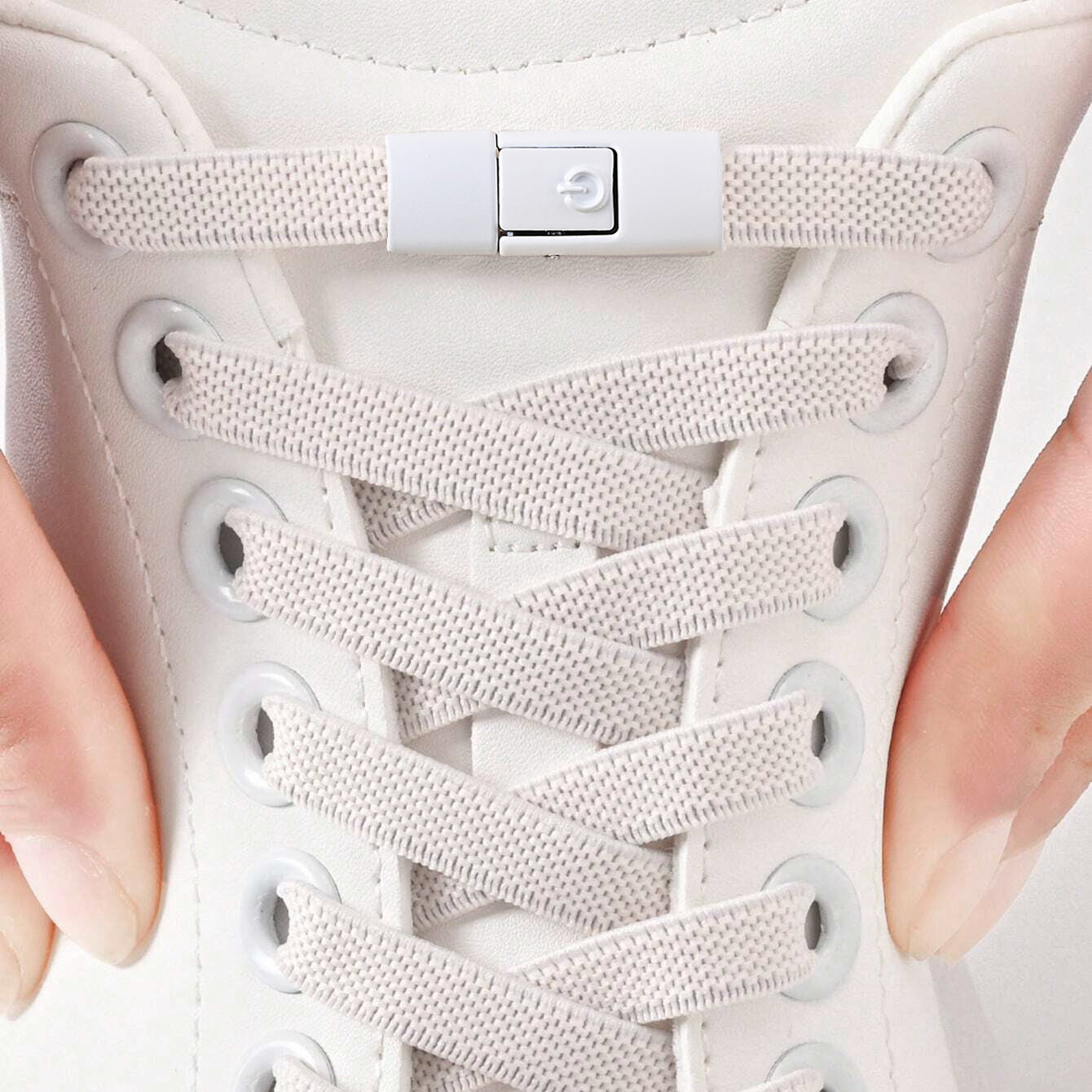 Clipz - WHITE - No-Tie Elastic Shoelace & Clip - Pair