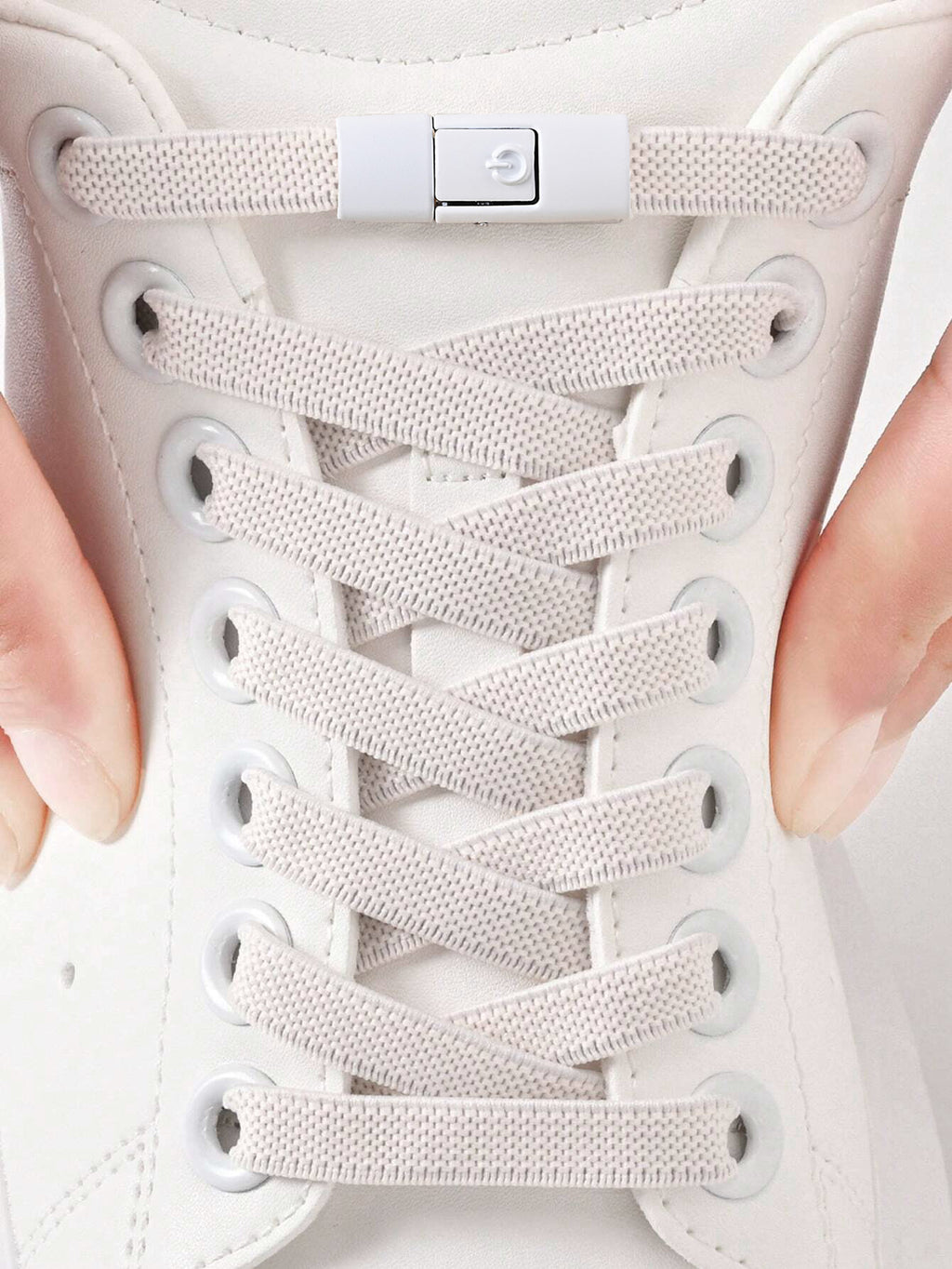 Clipz - WHITE - No-Tie Elastic Shoelace & Clip - Pair