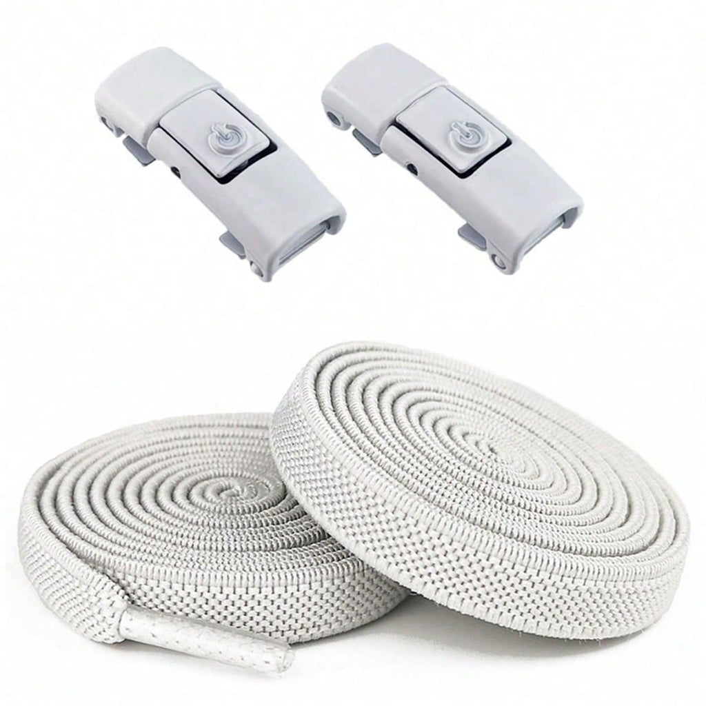 Clipz - WHITE - No-Tie Elastic Shoelace & Clip - Pair