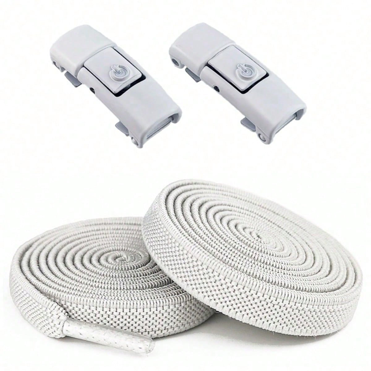 Clipz - WHITE - No-Tie Elastic Shoelace & Clip - Pair