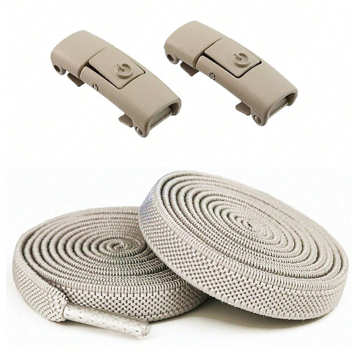 Clipz - BEIGE - No-Tie  Elastic Shoelace & Clip - Pair