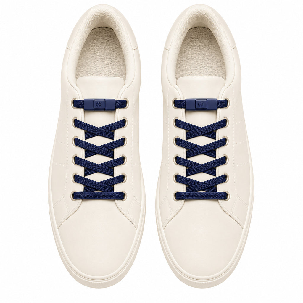 Clipz - NAVY BLUE - No-Tie Elastic Shoelace & Clip - Pair