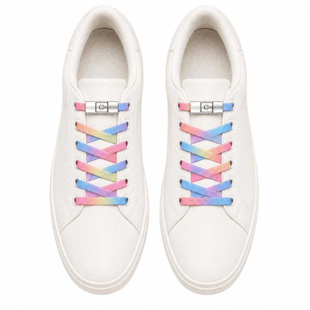 Clipz - RAINBOW - No-Tie Elastic Shoelace & Clip - Pair
